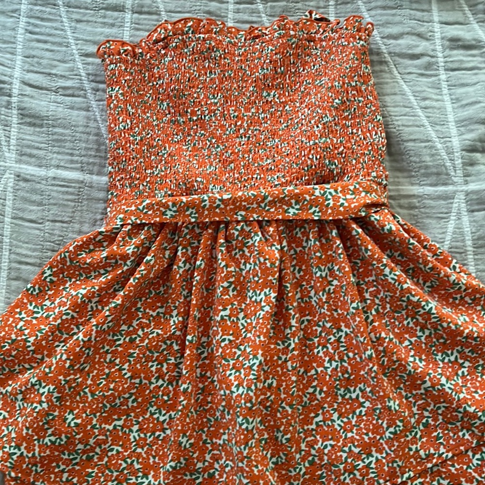 Orange and flower romper dress